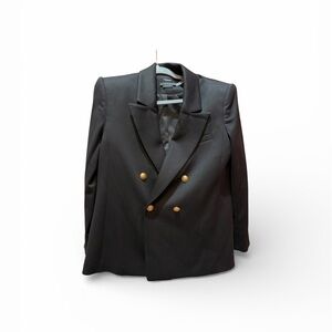 Alice & Olivia Black Double-Breasted Women's Blazer with gold buttons. Size 8